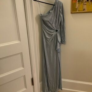 Dress the Population One-Shoulder Metallic Gray Dress